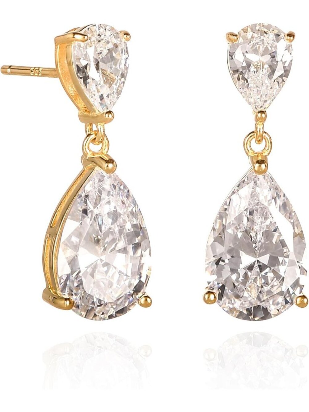 Elegant 925 Sterling Silver Teardrop Earrings with Colored & White Zirconia